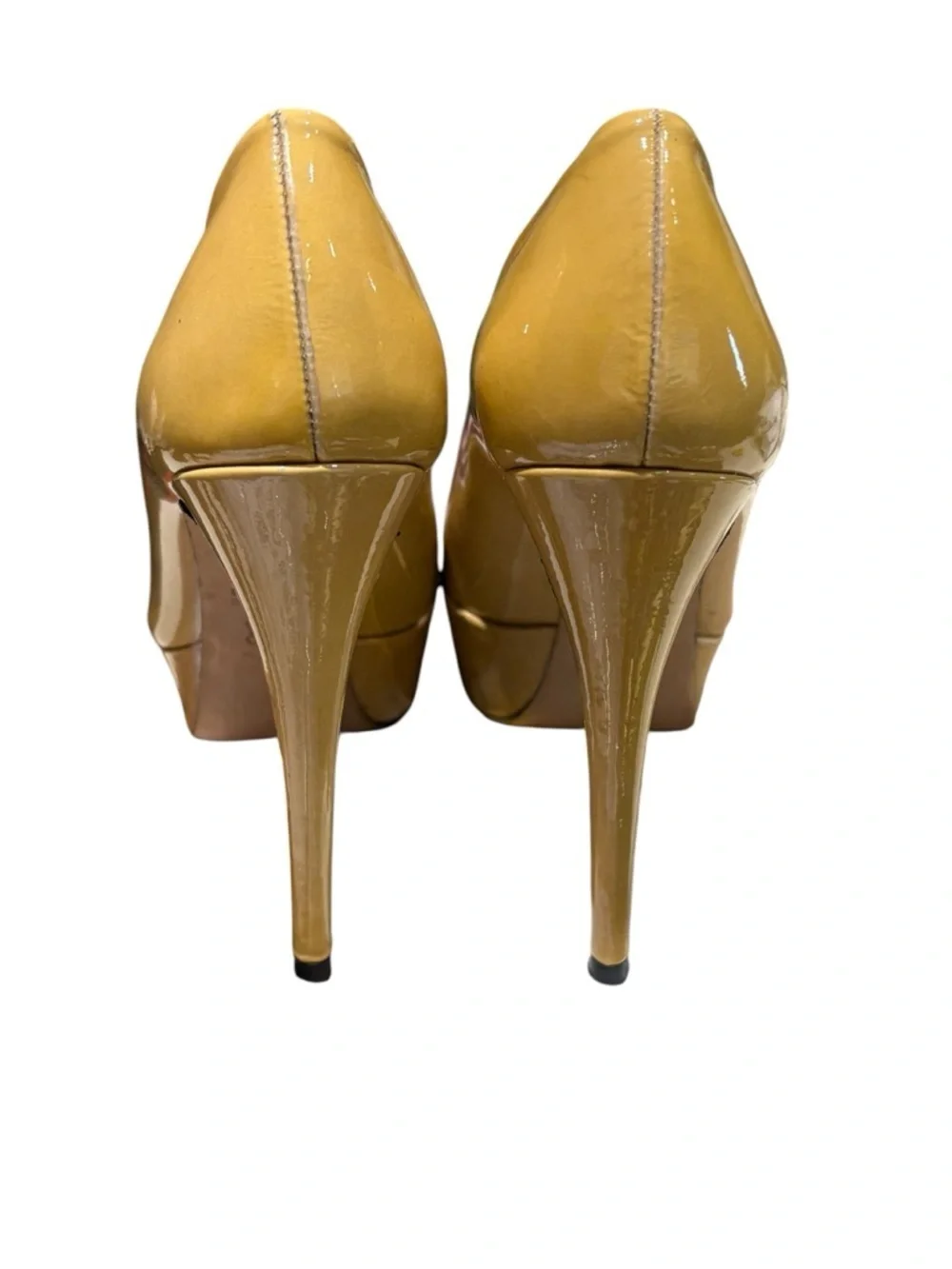Stuart Weitzman Yellow Patent Leather Peep Toe Platform Pumps Size 7